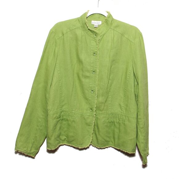 Coldwater Creek Linen Blazer Jacket Size Large Peplum back - Picture 1 of 10